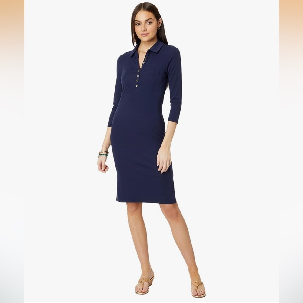 Lilly Pulitzer Navy Long Sleeve Polo Sheath Dress